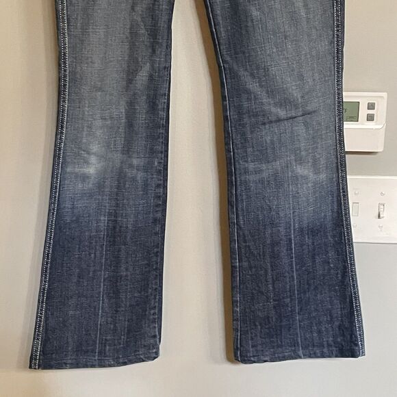 7 for All Mankind Jeans A Pocket Pkt Flip Flop Low Rise Flare‎ Denim Size 28 EUC - Picture 3 of 15